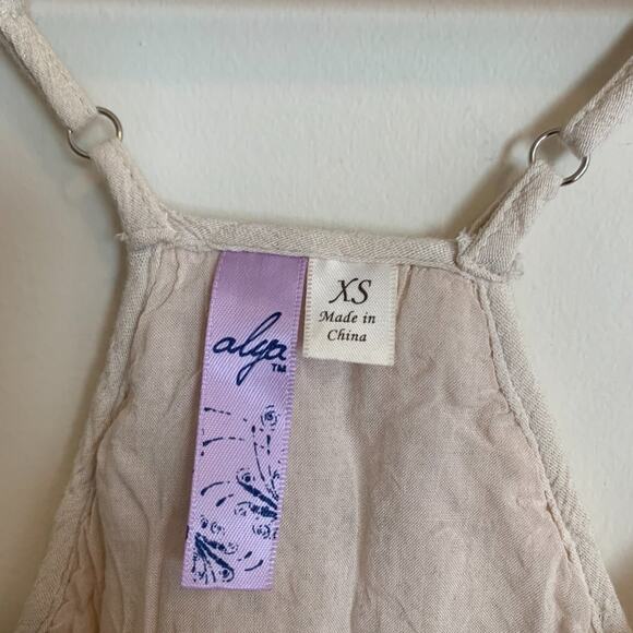 Alya Womens Size XS Dress Crochet Razor Back Mini Cream Adjustable Straps - Picture 7 of 7